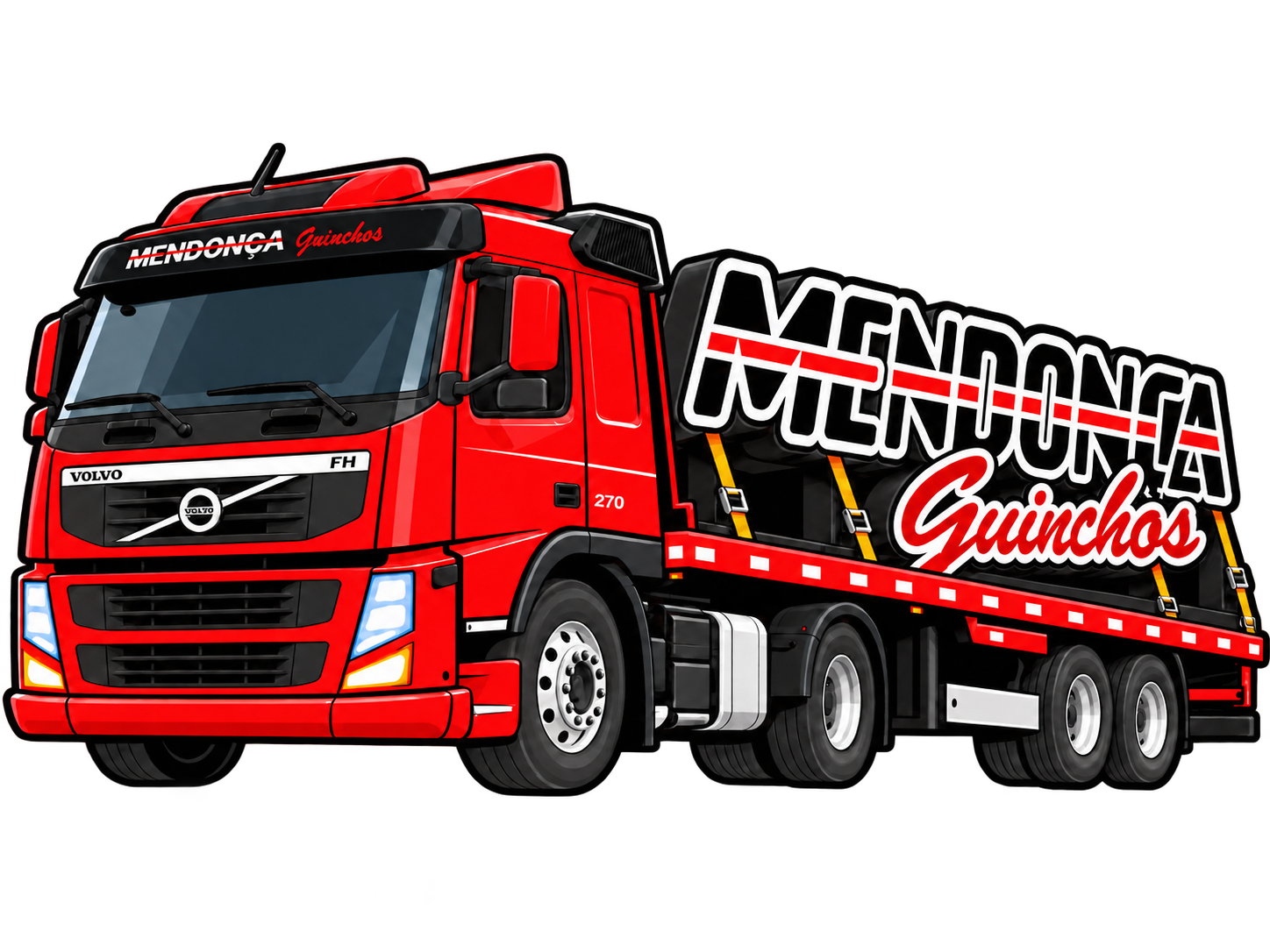 Caminhão vermelho da Mendonça Guinchos